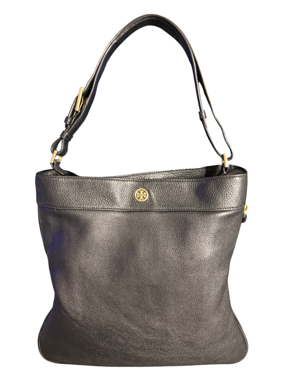 Tory Burch Robinson pebbled leather hobo shoulder bag with gold hardware. EUC